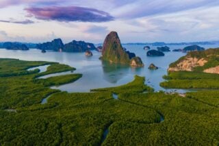 Sametnangshe view of mountains in Phangnga Bay 