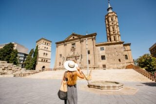 woman who found a job in spain enjoying Zaragoza city