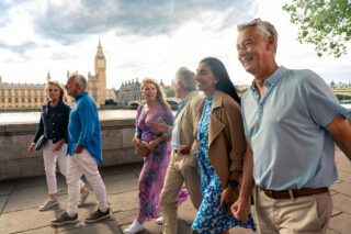 Senior group enjoying retirement in London