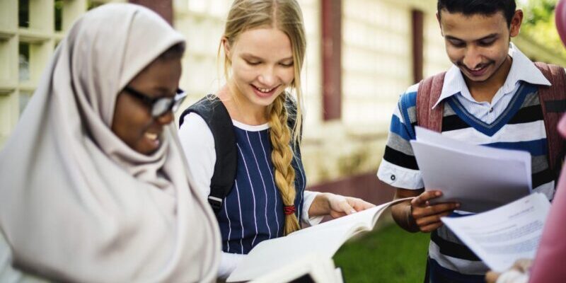 three students studying abroad in Indonesia