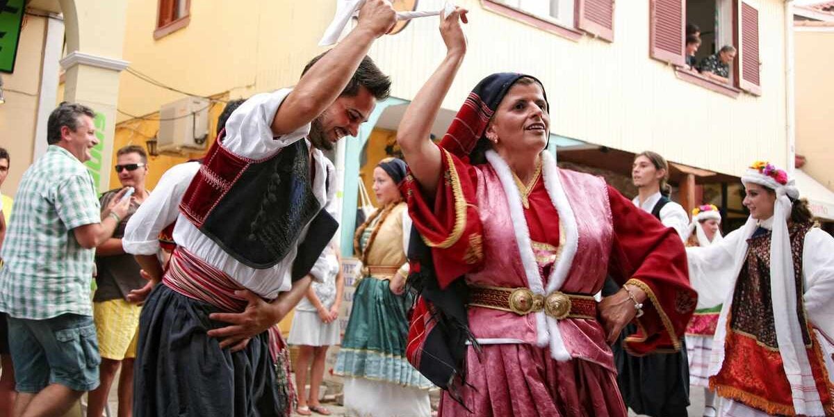 traditional Greek dancing at Lefkas International Folklore Festival in Greece