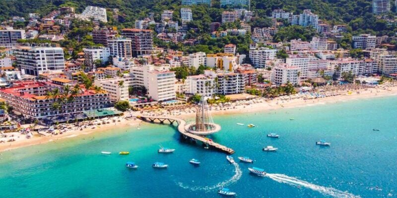 an aerial view of Puerto Vallarta, one of the safest places in Mexico