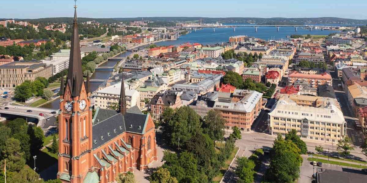 An aerial view of Sundsvall, where many foreigners choose to live when they retire to Sweden